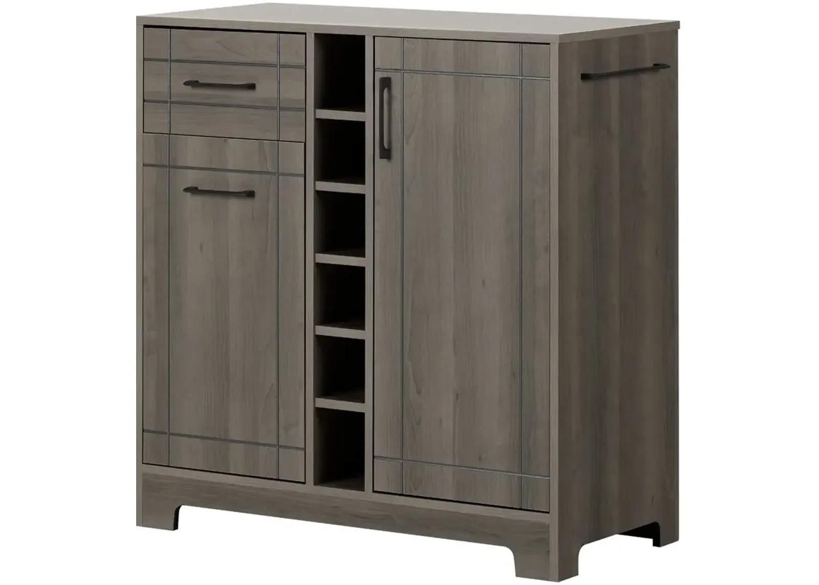 Vietti Gray Bar Cabinet with Bottle and Glass Storage - South Shore