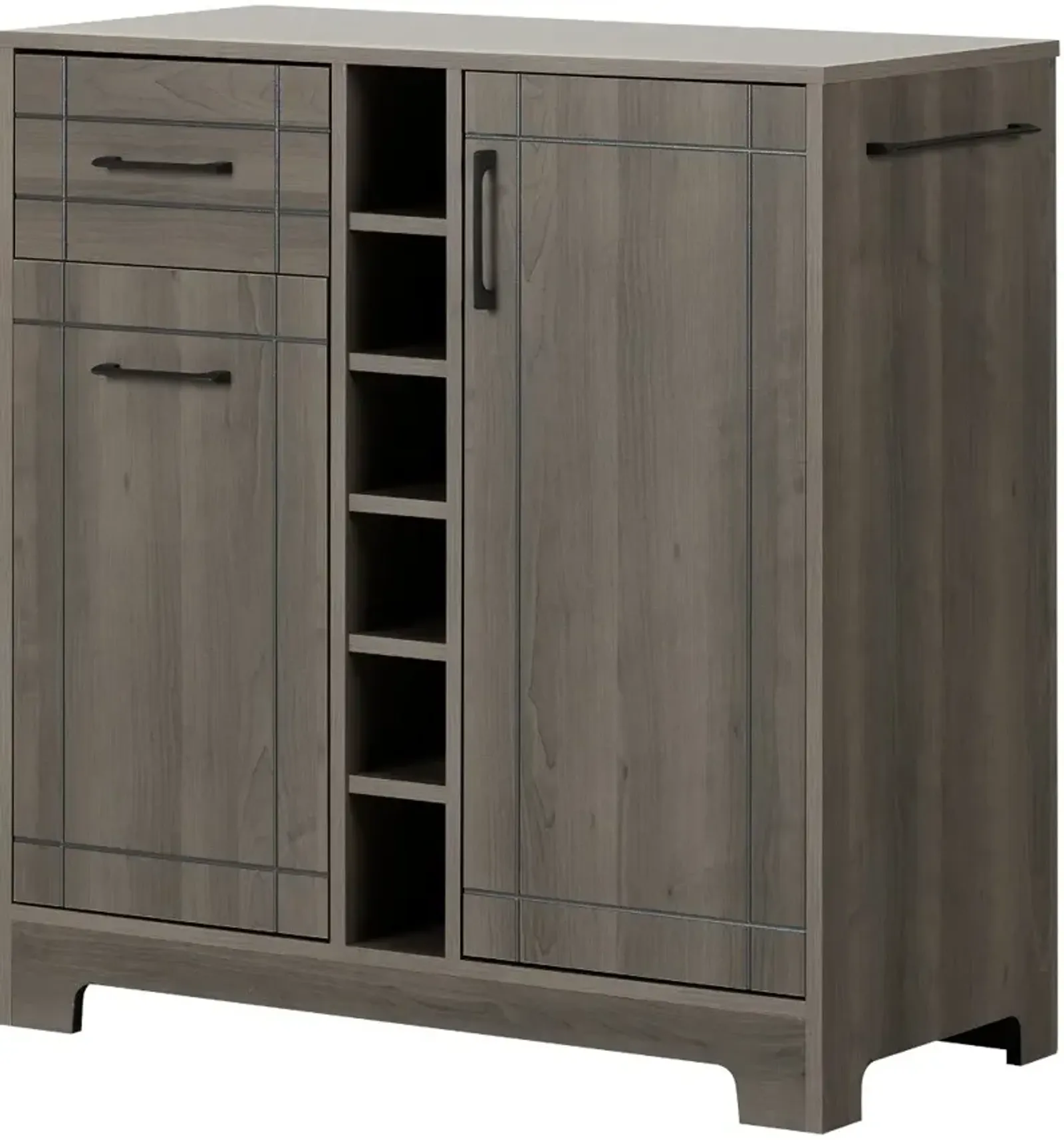 Vietti Gray Bar Cabinet with Bottle and Glass Storage - South Shore