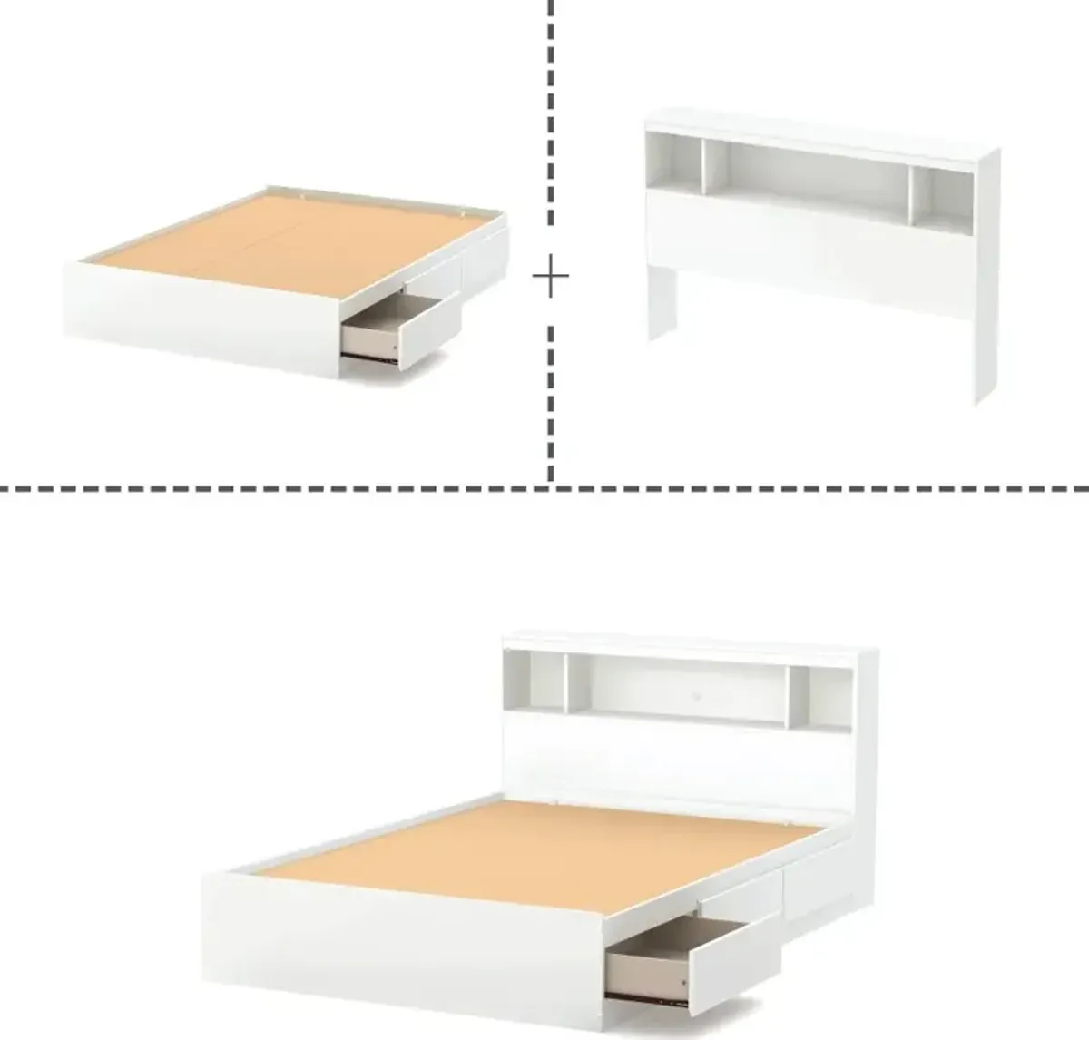 Reevo Full Mates Bed With Bookcase Headboard - South Shore