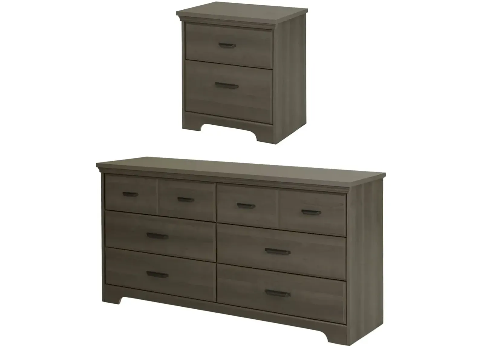 Versa Gray Maple Double Dresser & Nightstand - South Shore