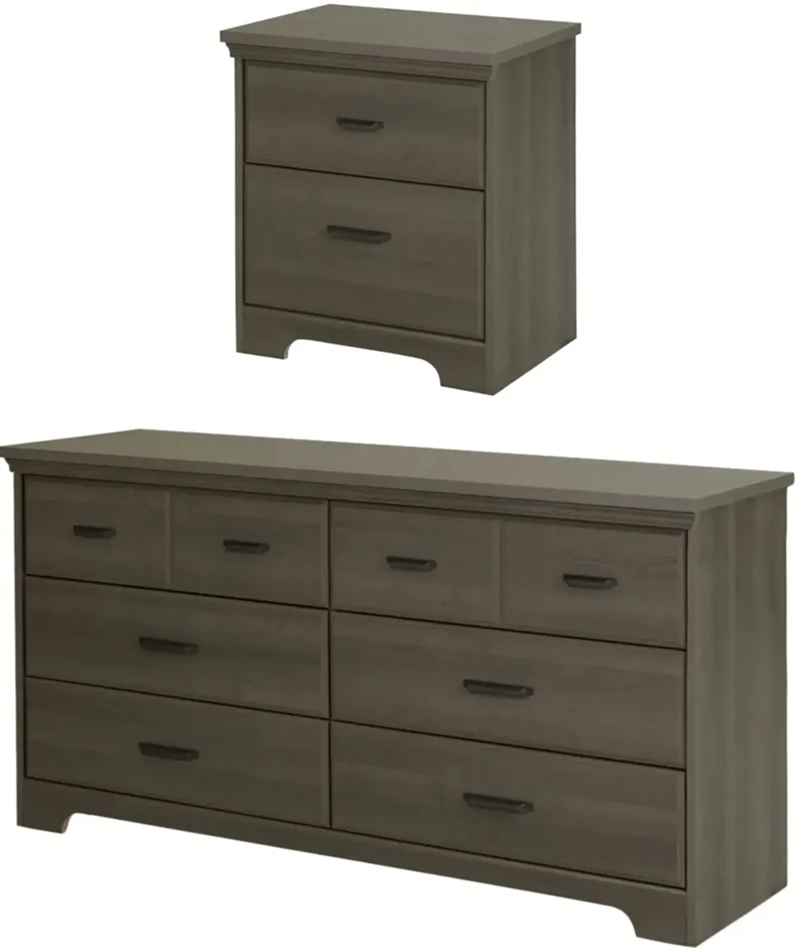 Versa Gray Maple Double Dresser & Nightstand - South Shore