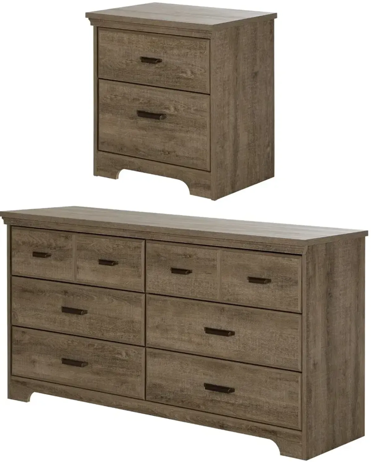 Versa Weathered Oak Double Dresser & Nightstand - South Shore