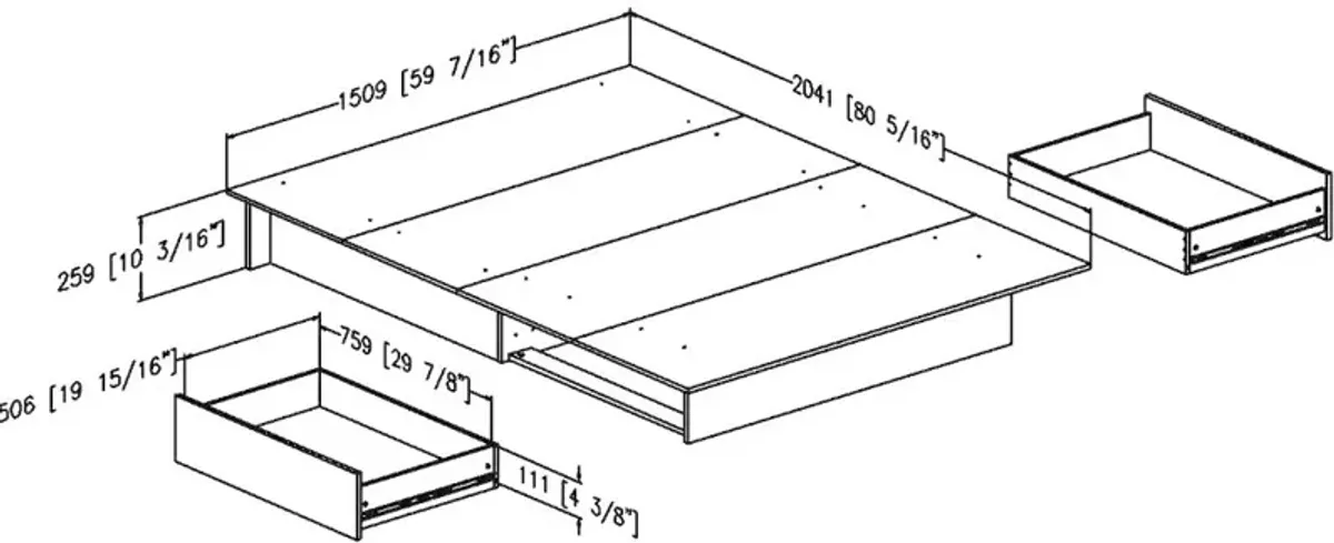 Gramercy Black Full/Queen Platform Bed with Drawers - South Shore