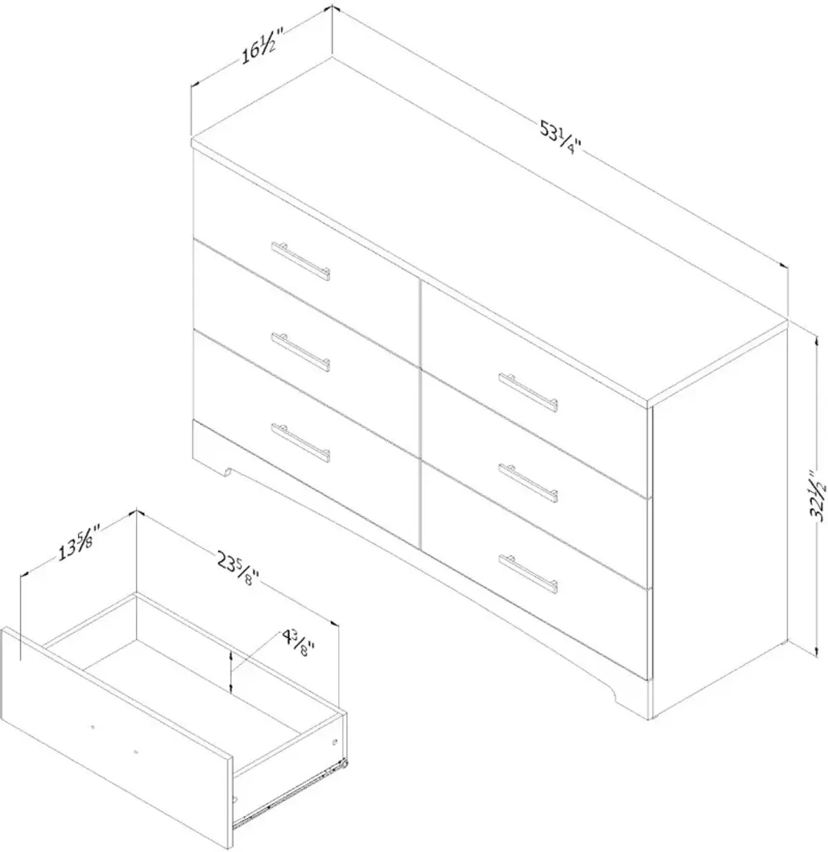 Gramercy Pure White 6-Drawer Double Dresser - South Shore