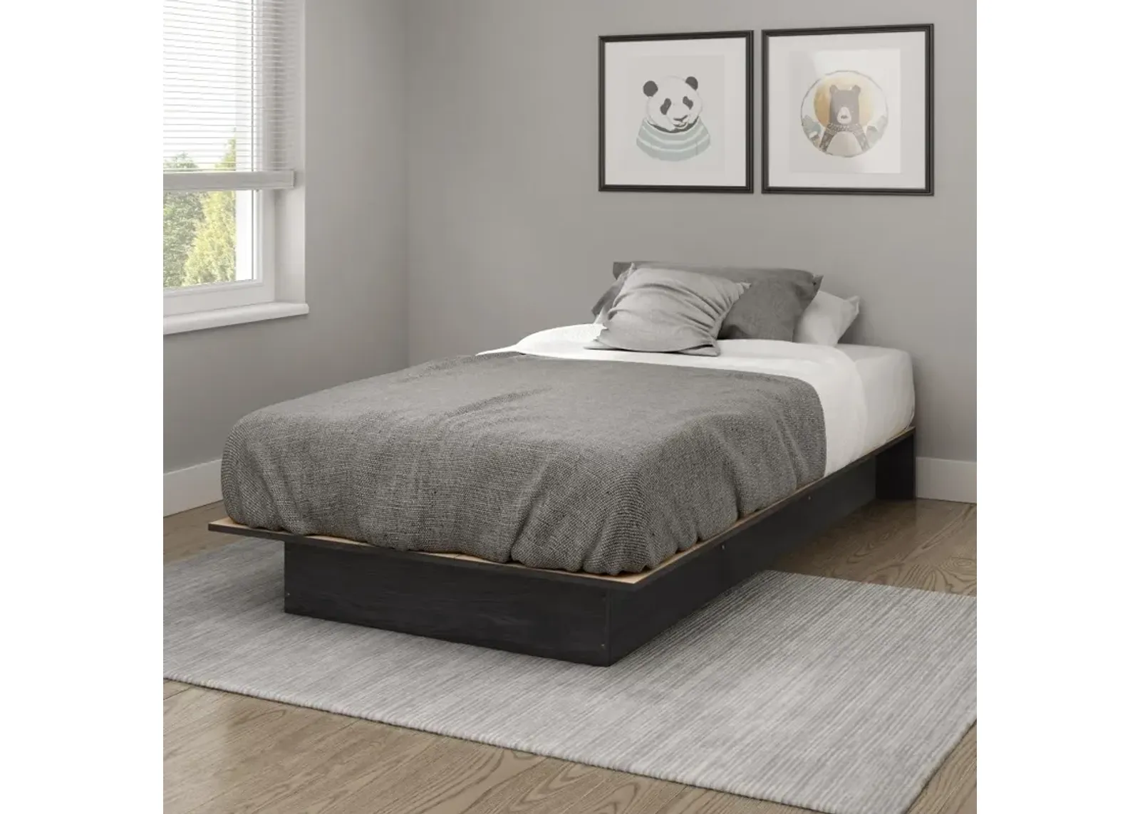 Libra Gray Oak Twin Platform Bed - South Shore