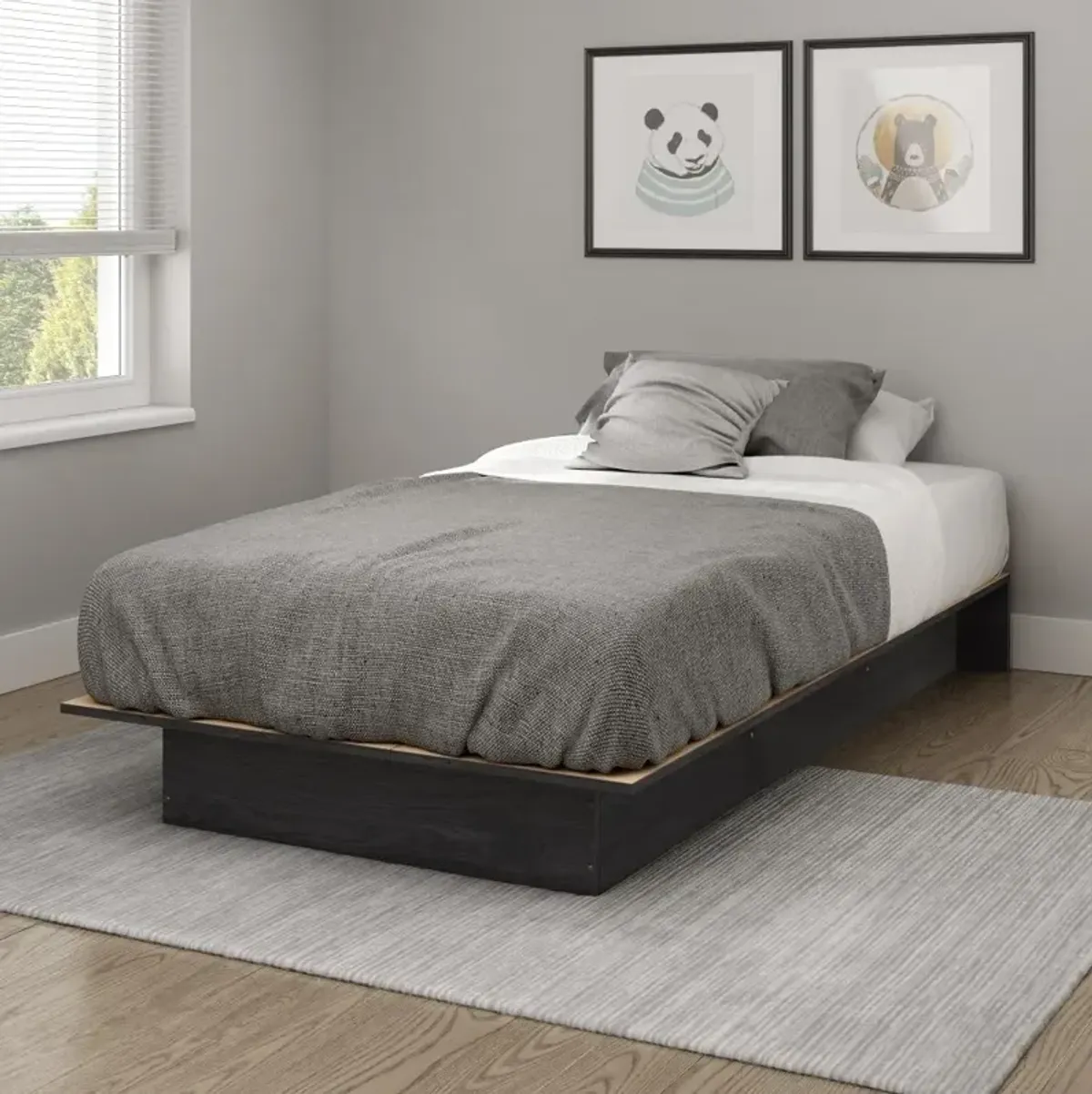 Libra Gray Oak Twin Platform Bed - South Shore