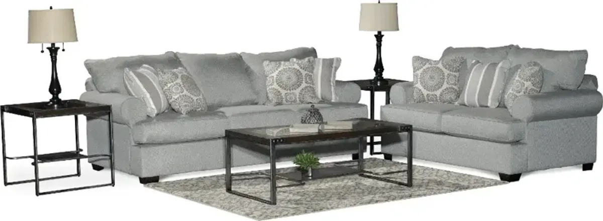 Alison Blue-Gray 7-Piece Living Room Set