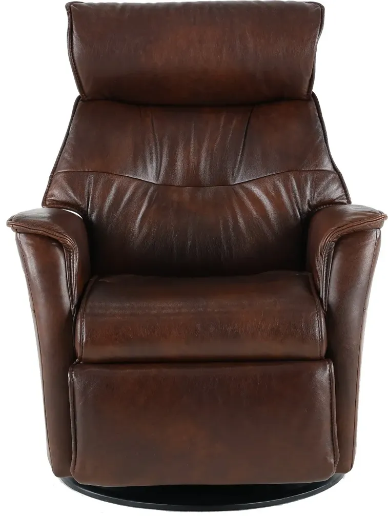 Captain Truffle Brown Standard Leather Swivel Glider Power Recliner