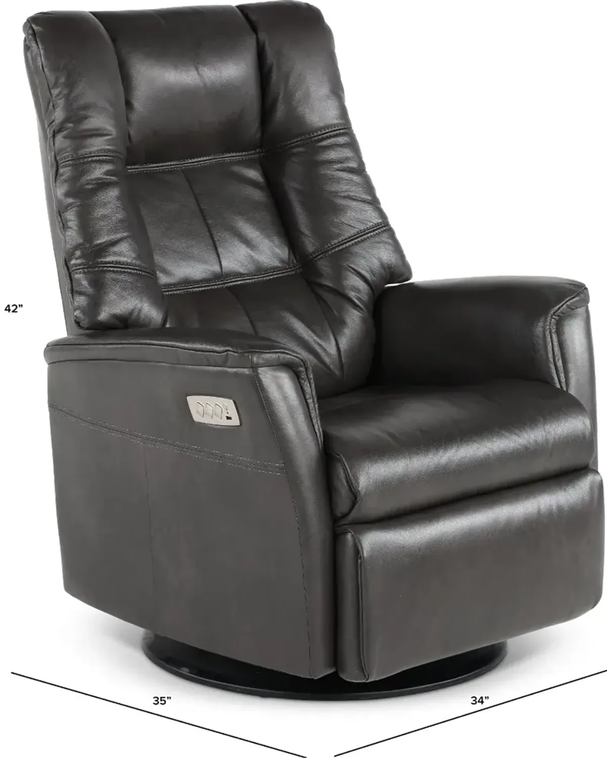 Boston Gray Leather Large Swivel Glider Power Recliner