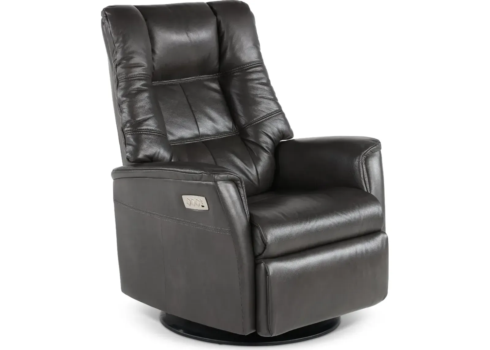 Boston Gray Leather Large Swivel Glider Power Recliner