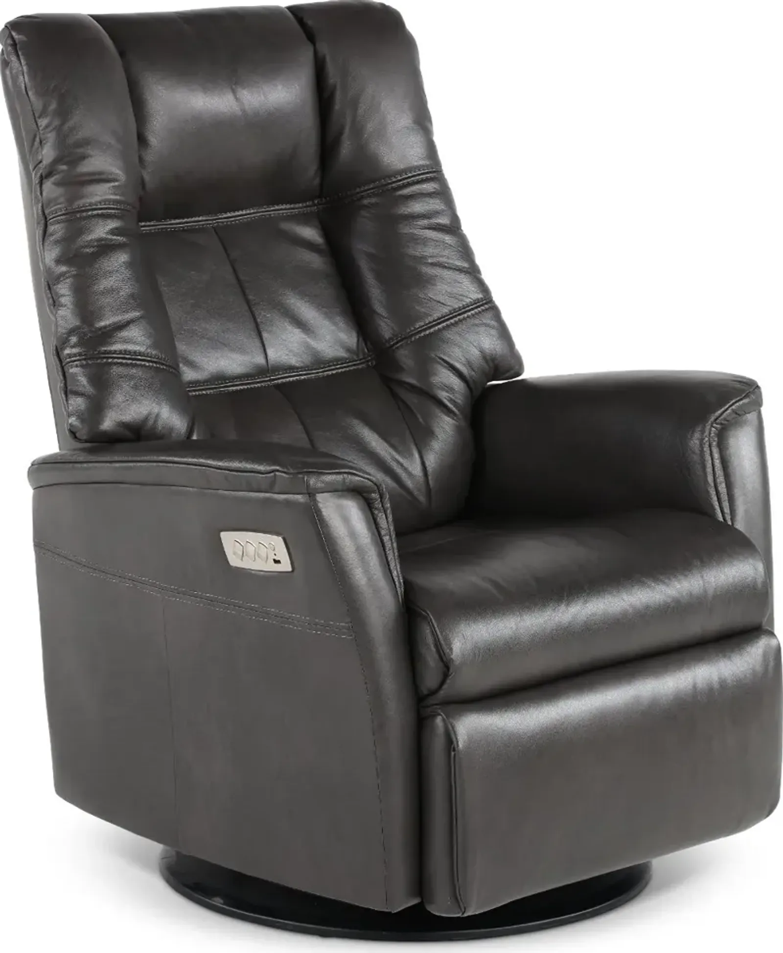 Boston Gray Leather Large Swivel Glider Power Recliner