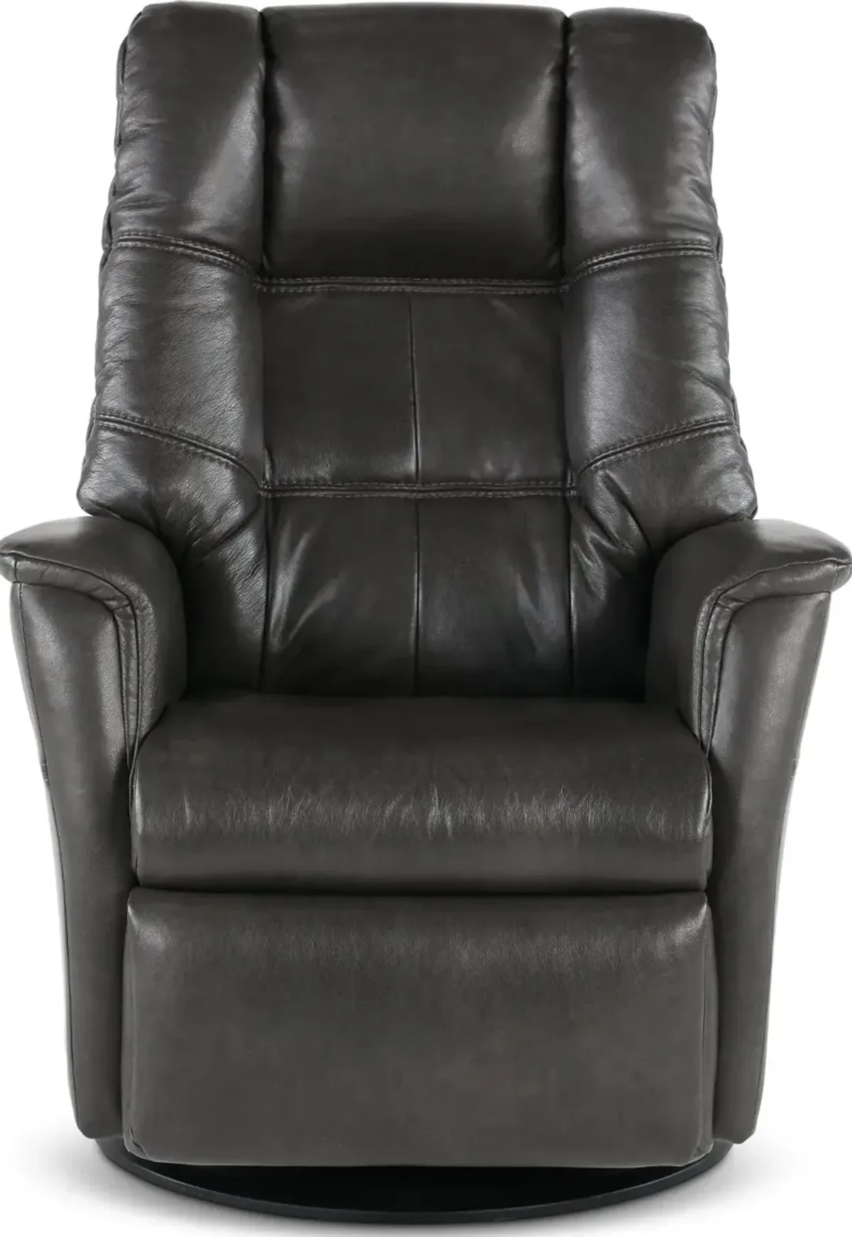 Boston Gray Leather Standard Swivel Glider Power Recliner