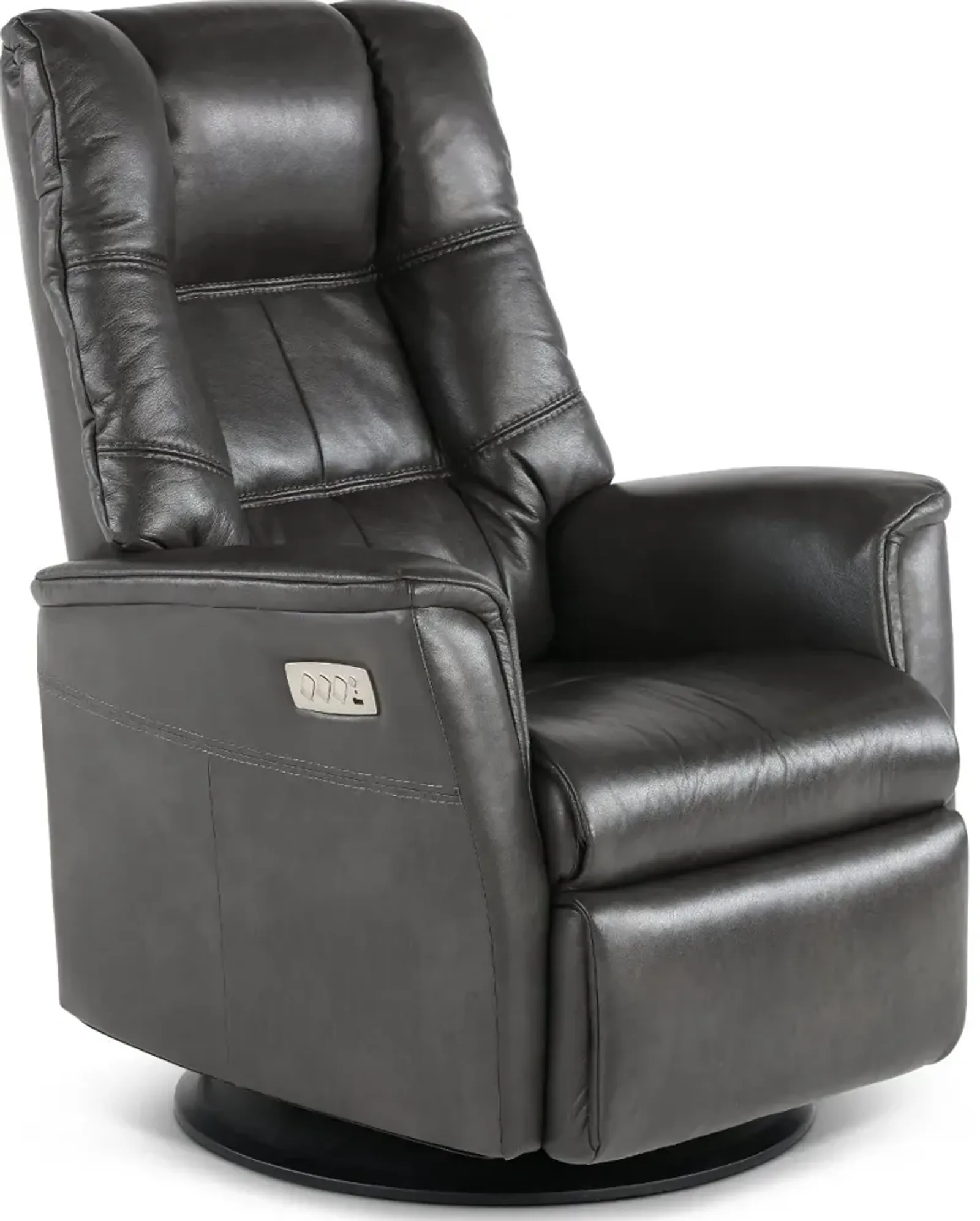 Boston Gray Leather Standard Swivel Glider Power Recliner