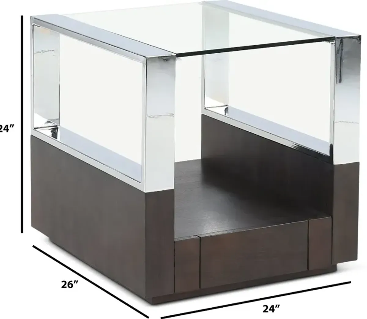 Revere Graphite and Chrome Glass Top End Table