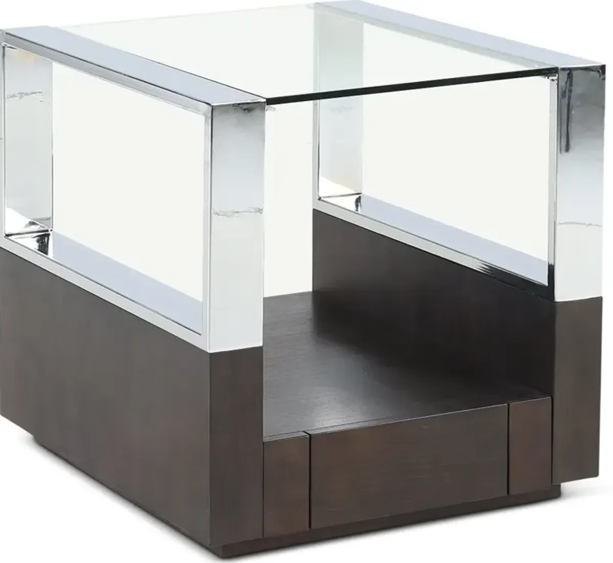 Revere Graphite and Chrome Glass Top End Table