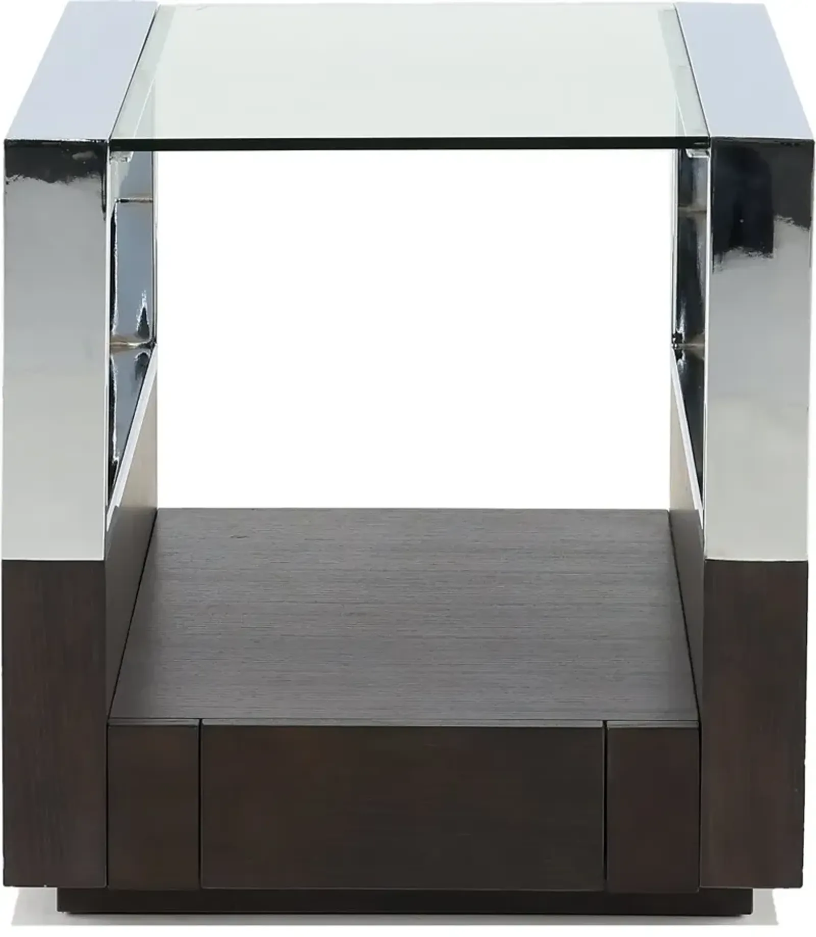 Revere Graphite and Chrome Glass Top End Table