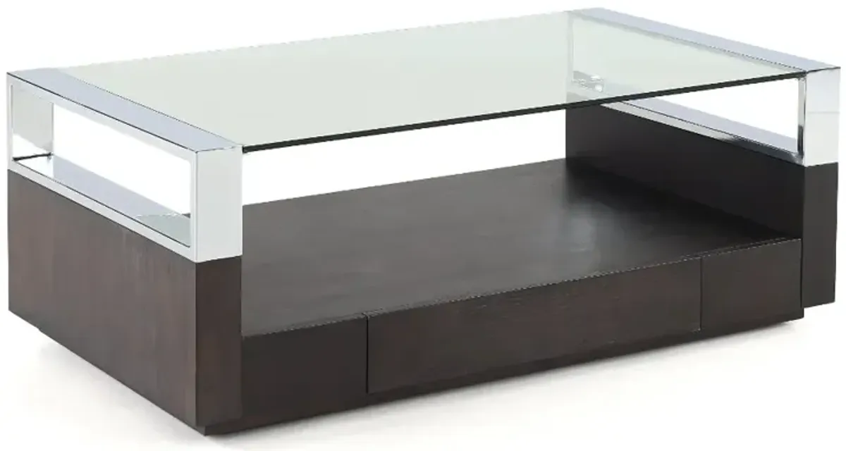 Revere Graphite and Chrome Glass Top Coffee Table