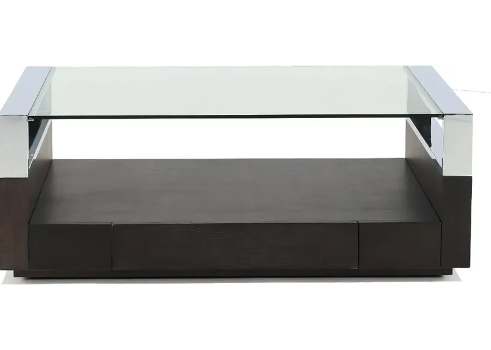 Revere Graphite and Chrome Glass Top Coffee Table