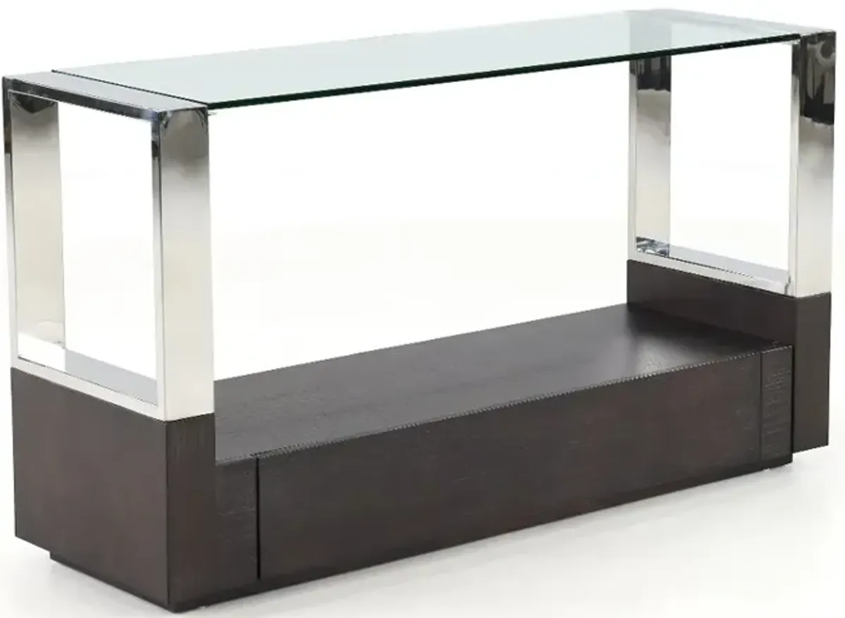 Revere Graphite and Chrome Glass Top Sofa Table