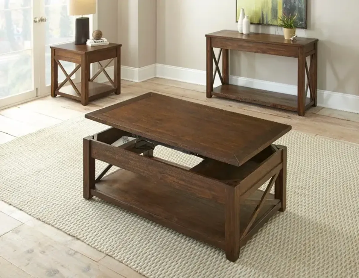 Lenka Rustic Mocha Brown End Table