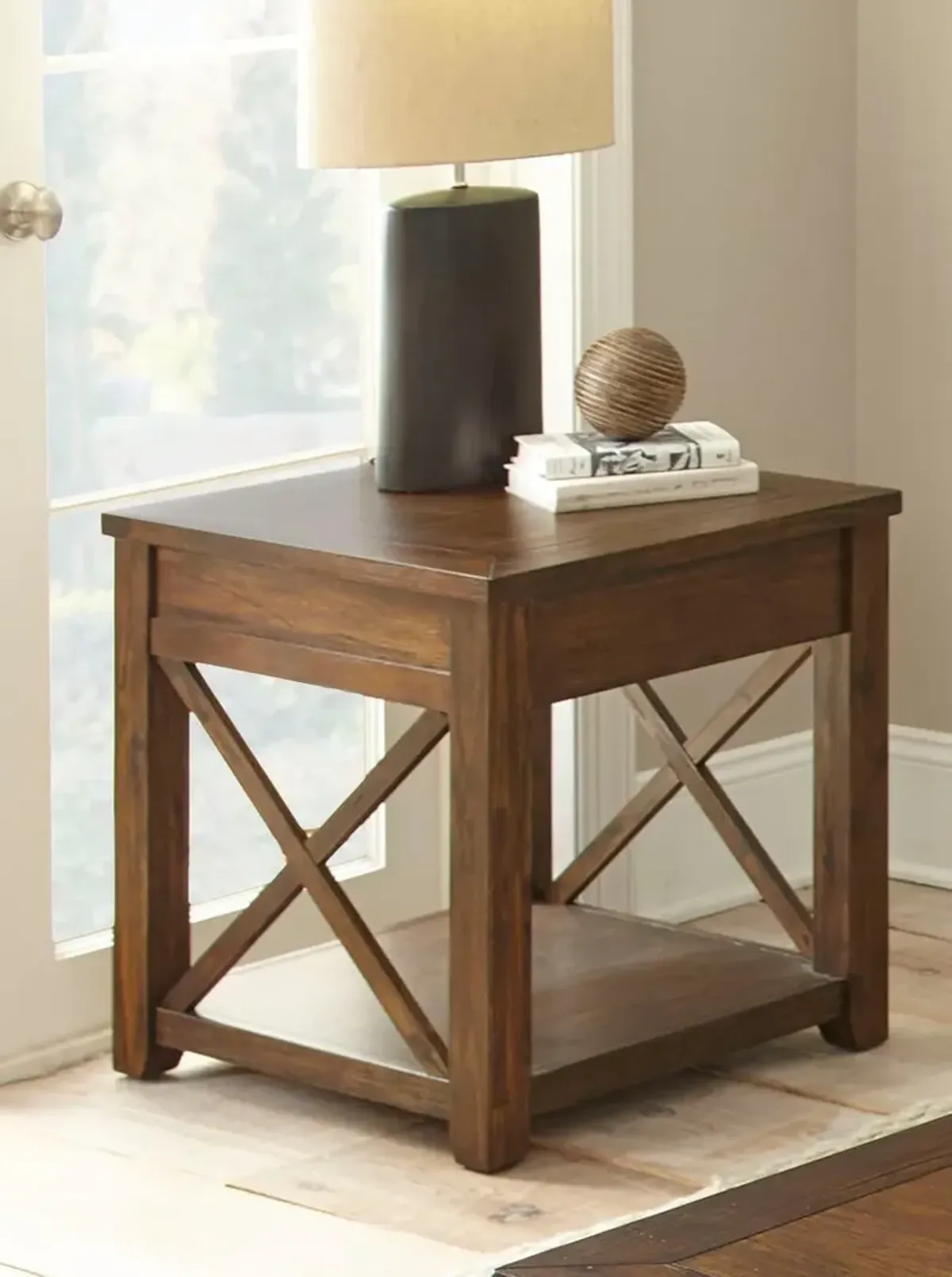 Lenka Rustic Mocha Brown End Table