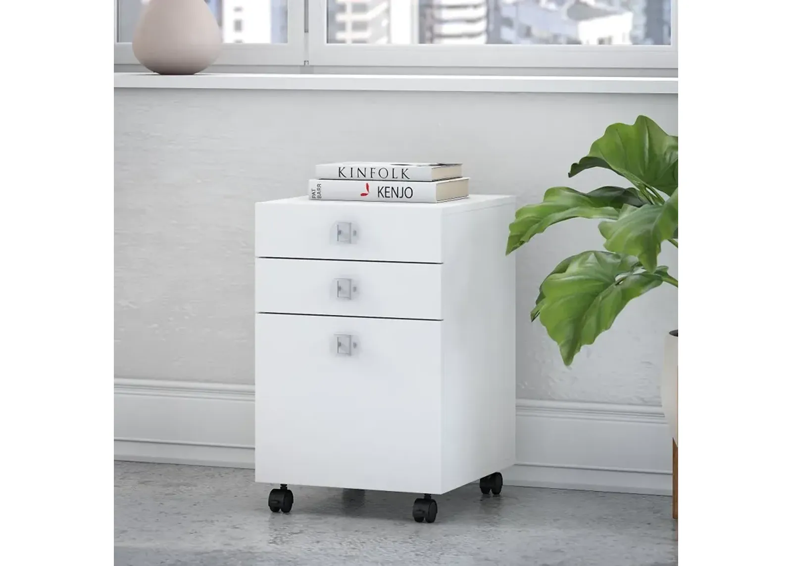 Eco White 3 Drawer File Cabinet - Bush Furniture