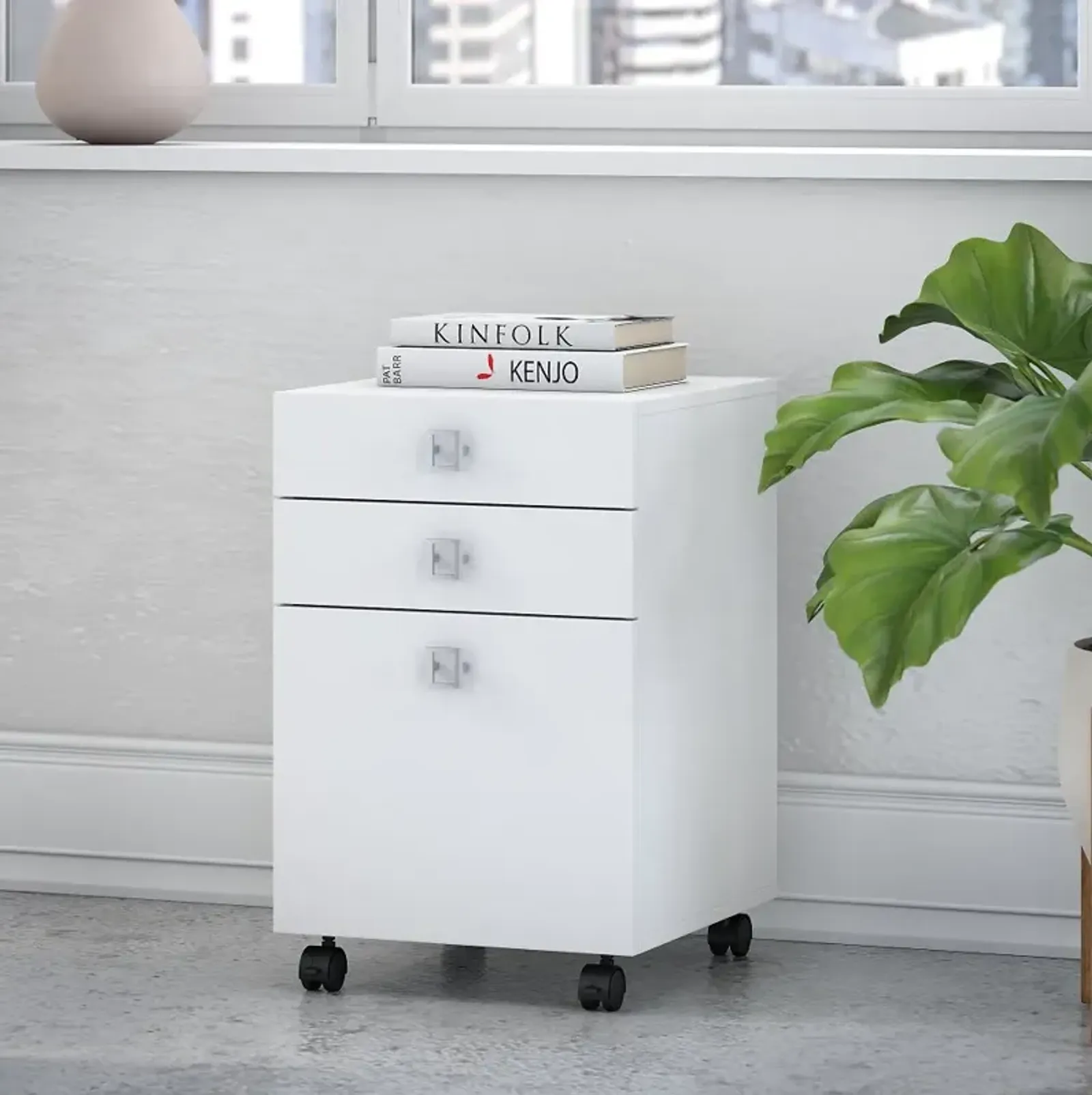 Eco White 3 Drawer File Cabinet - Bush Furniture