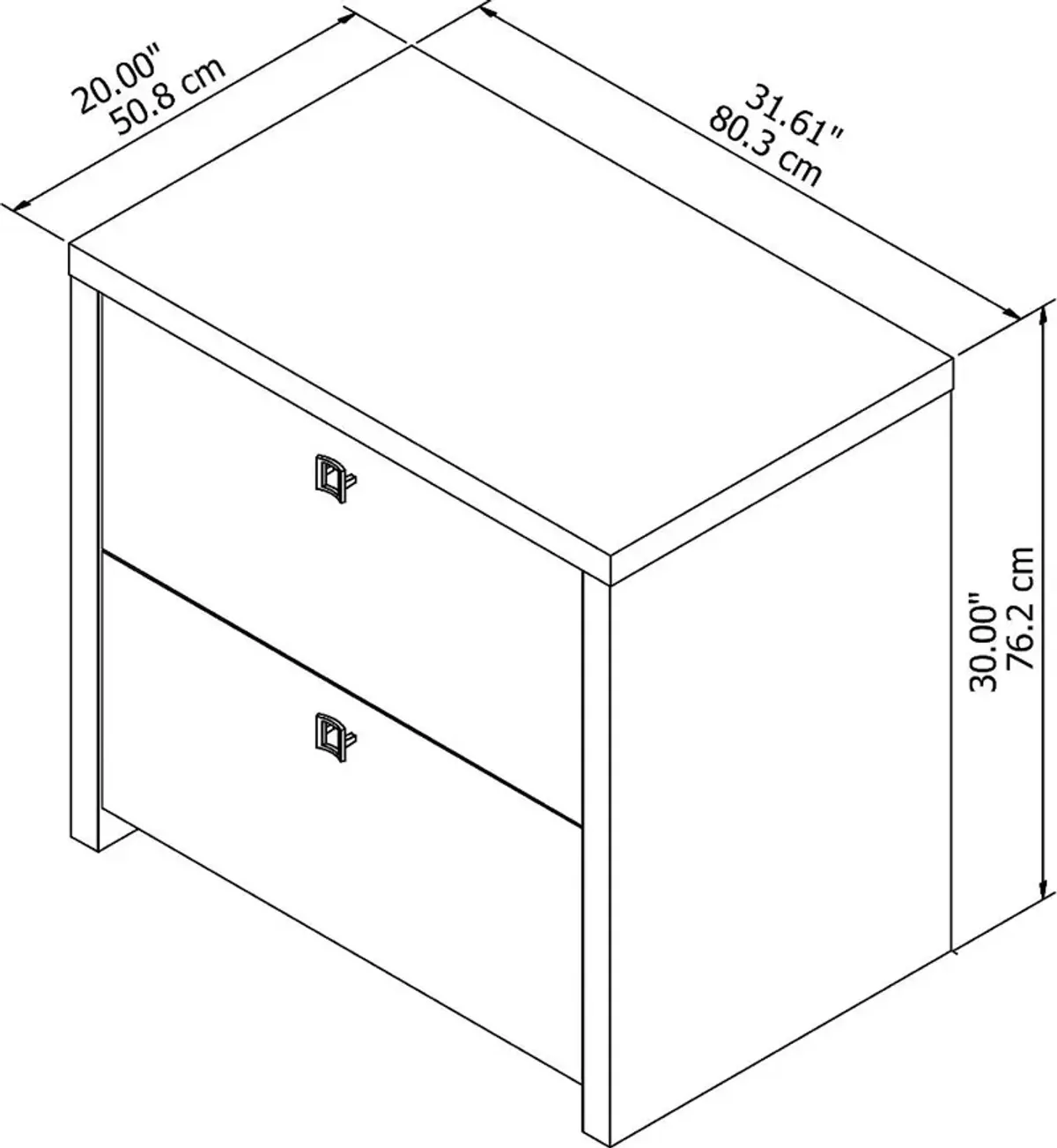 Eco White 2 Drawer Lateral File Cabinet - Bush Furniture