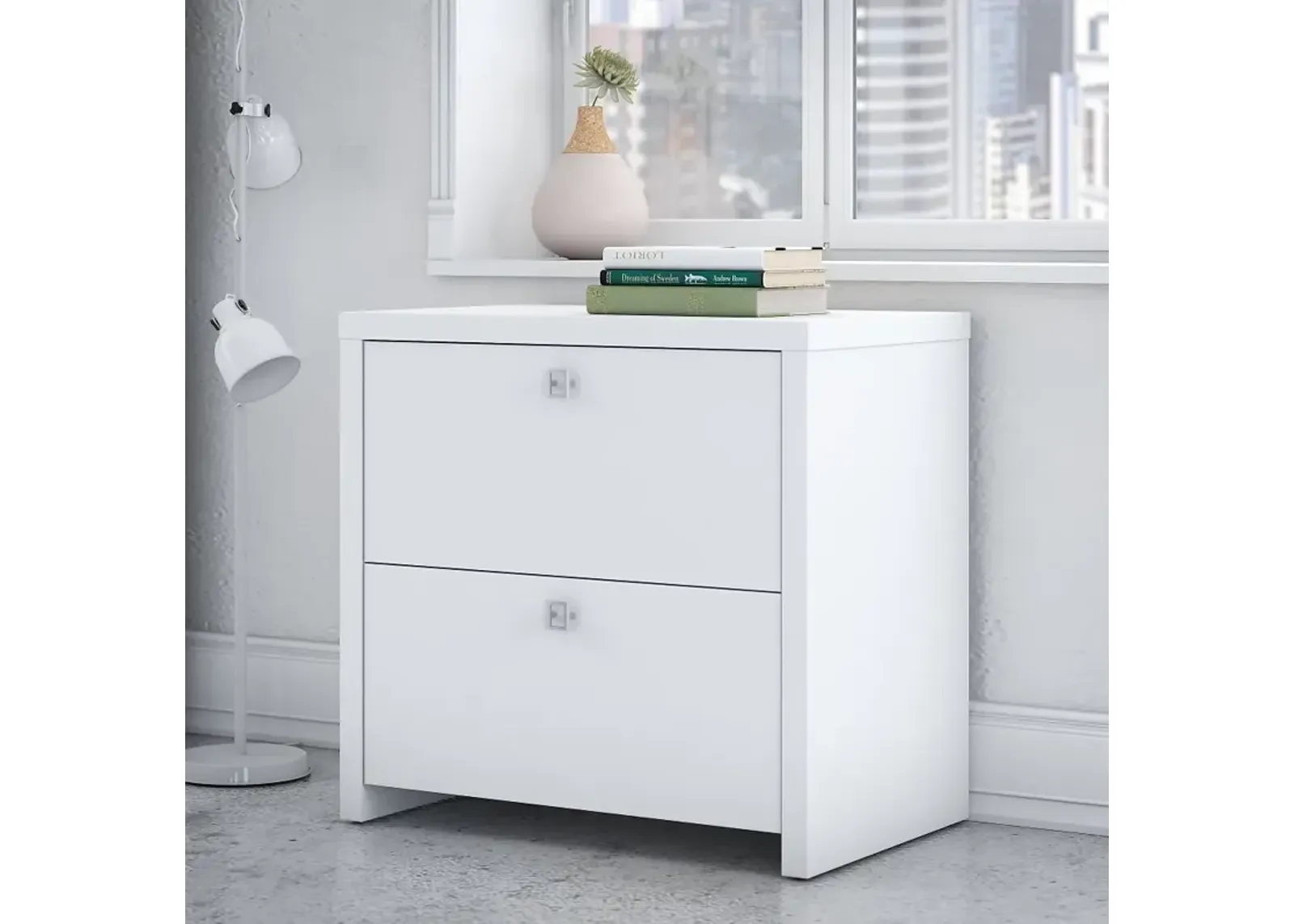 Eco White 2 Drawer Lateral File Cabinet - Bush Furniture