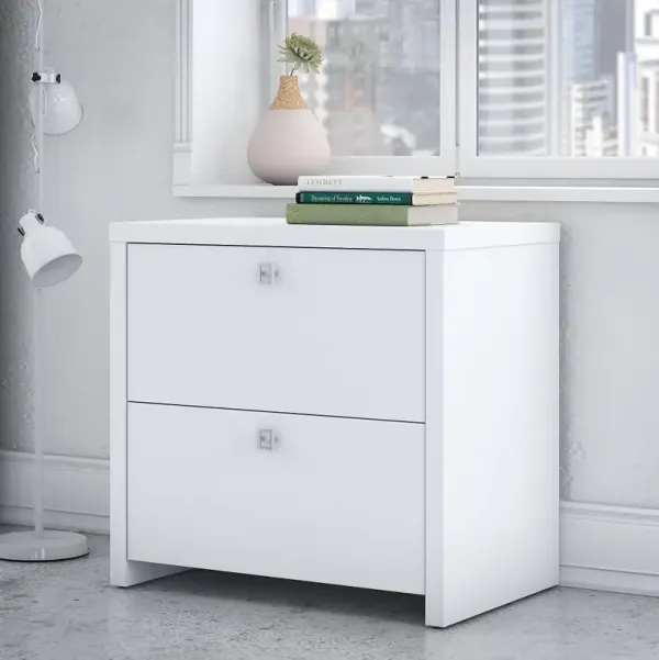 Eco White 2 Drawer Lateral File Cabinet - Bush Furniture