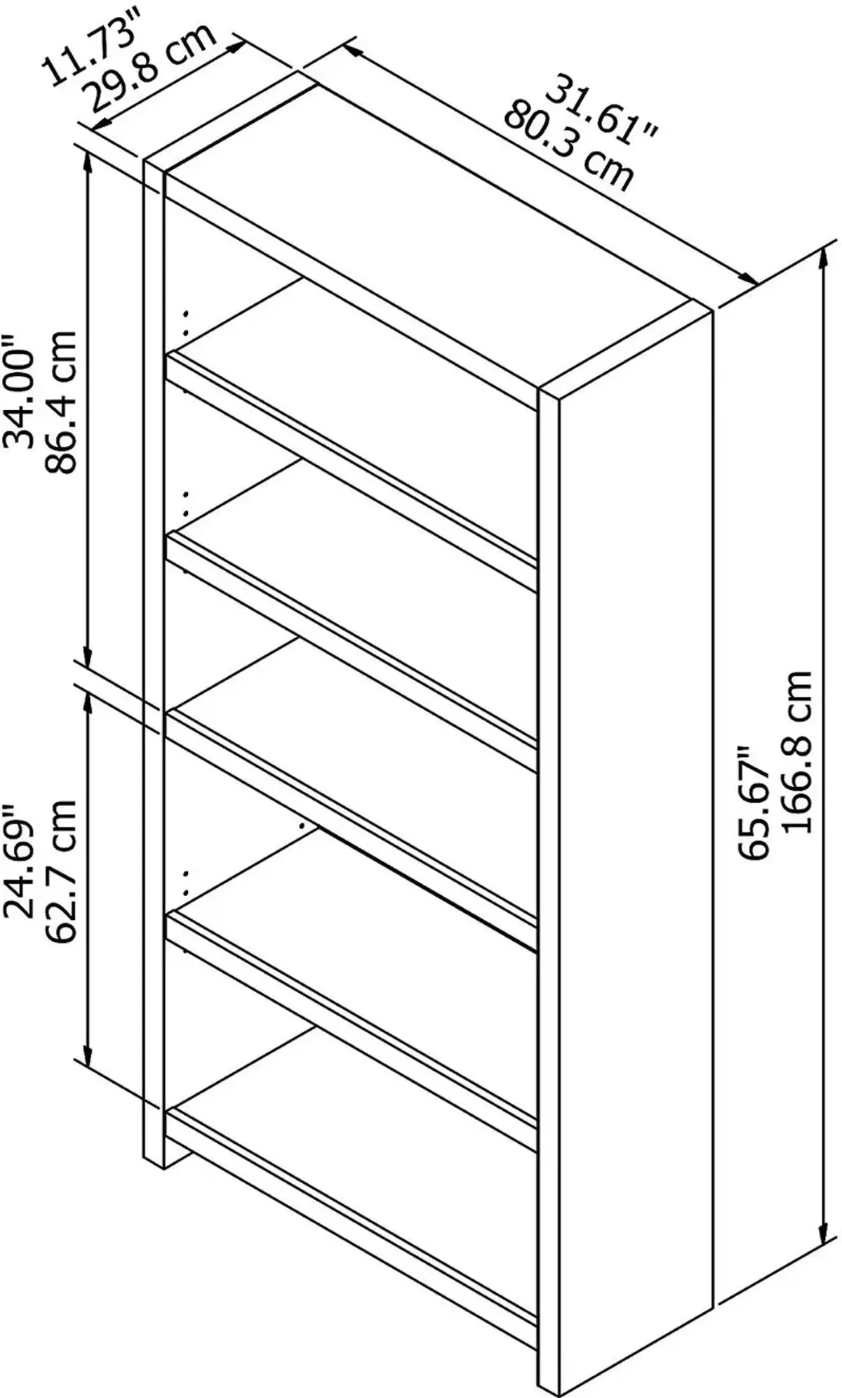 Eco White 5-Shelf Bookcase - Bush Furniture