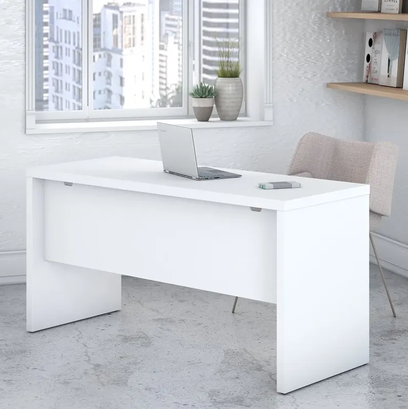 Eco White Credenza Desk (60 Inch) - Bush Furniture