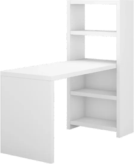 Eco White Craft Table and Bookcase (56 Inch) - Bush Furniture