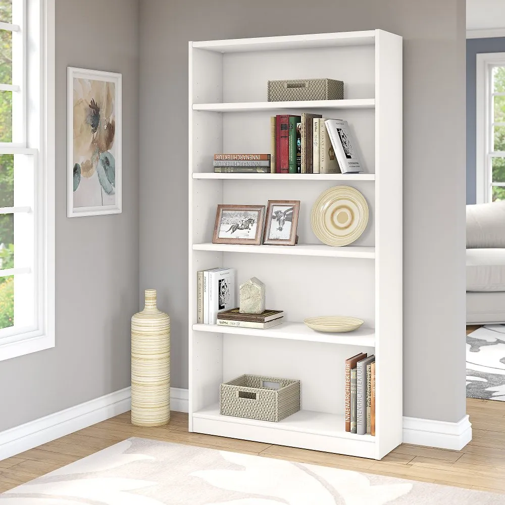 White 5-Shelf Bookcase - Bush Furniture