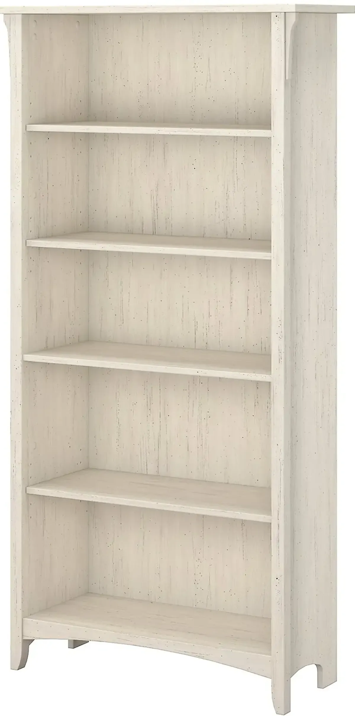 Salinas Antique White 5-Shelf Bookcase - Bush Furniture