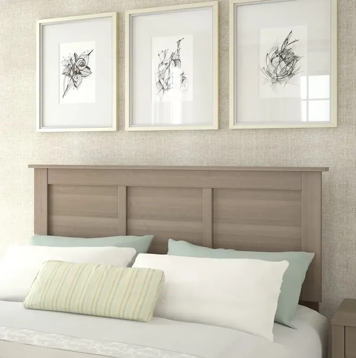 Somerset Ash Gray Full or Queen Headboard - Bush Furniture