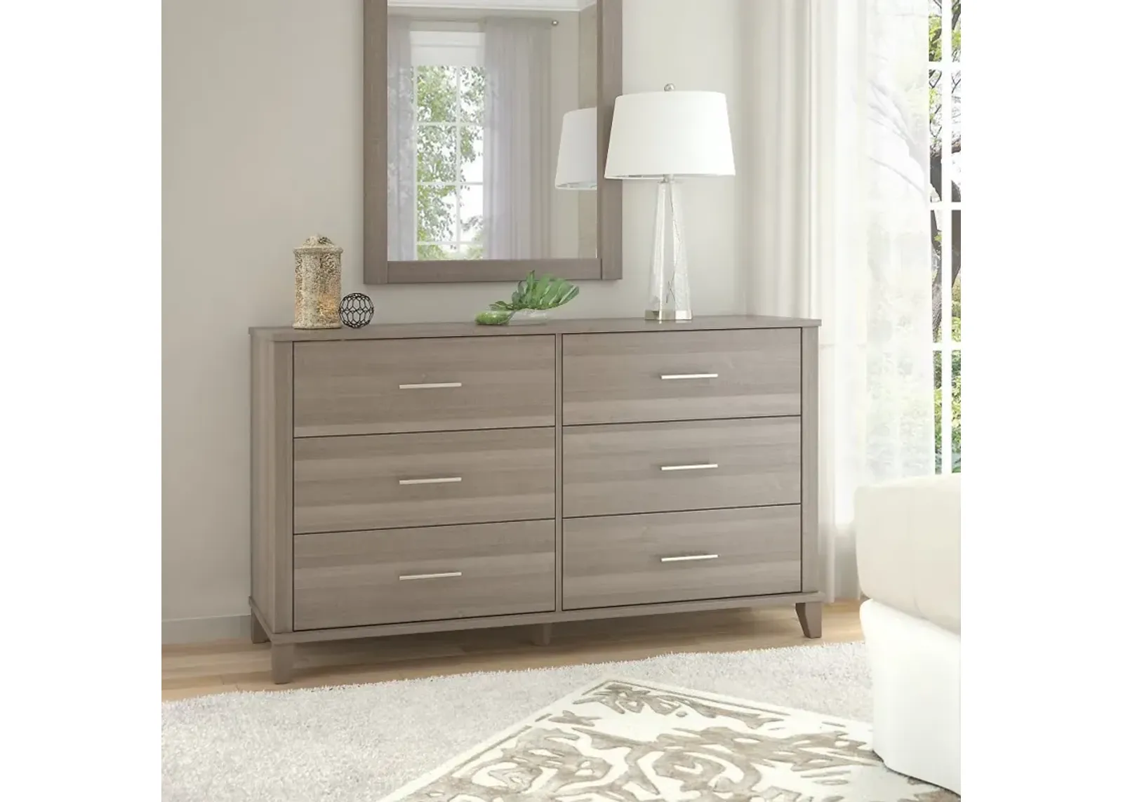 Somerset Ash Gray 6-Drawer Double Dresser - Bush Furniture