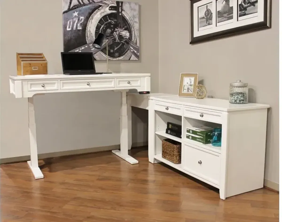 White Sit or Stand Office Desk - Powered