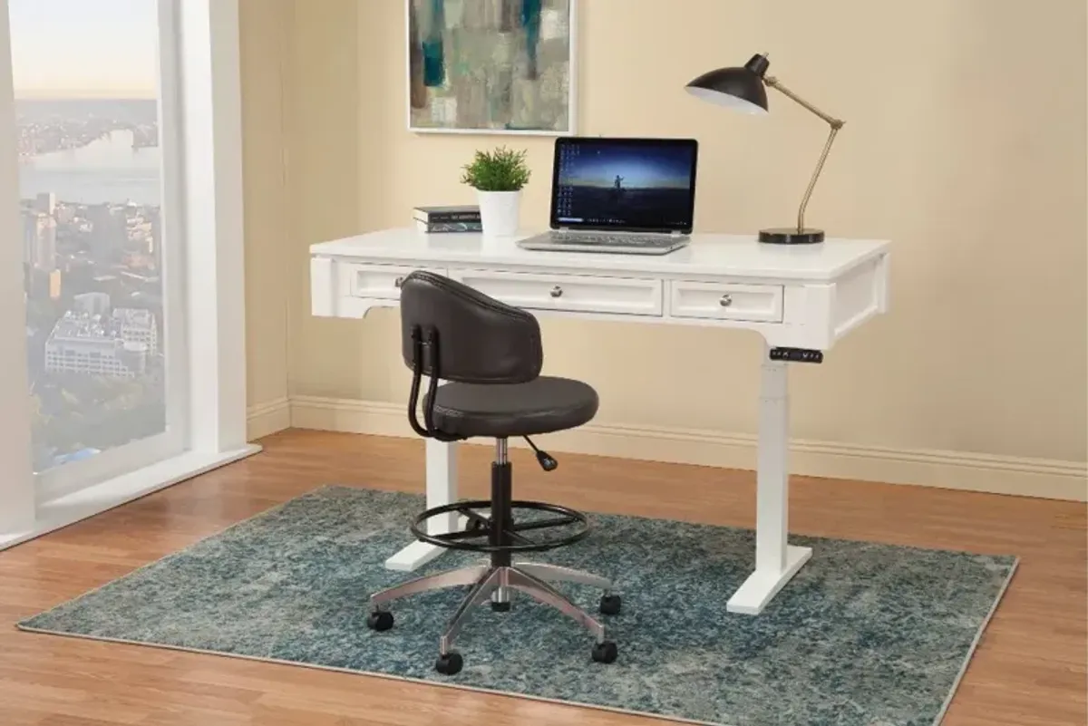 White Sit or Stand Office Desk - Powered