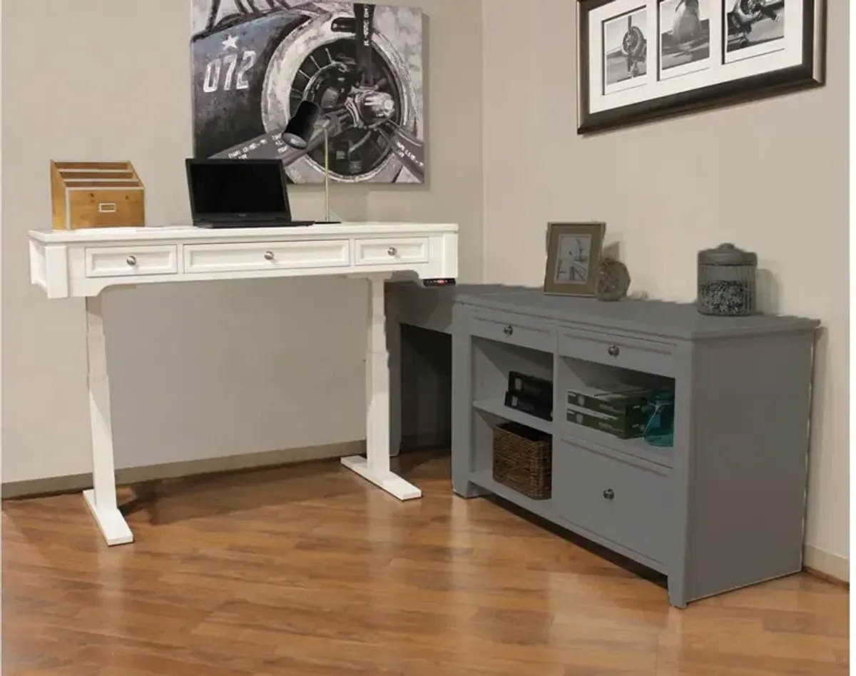 White Sit or Stand Office Desk - Powered