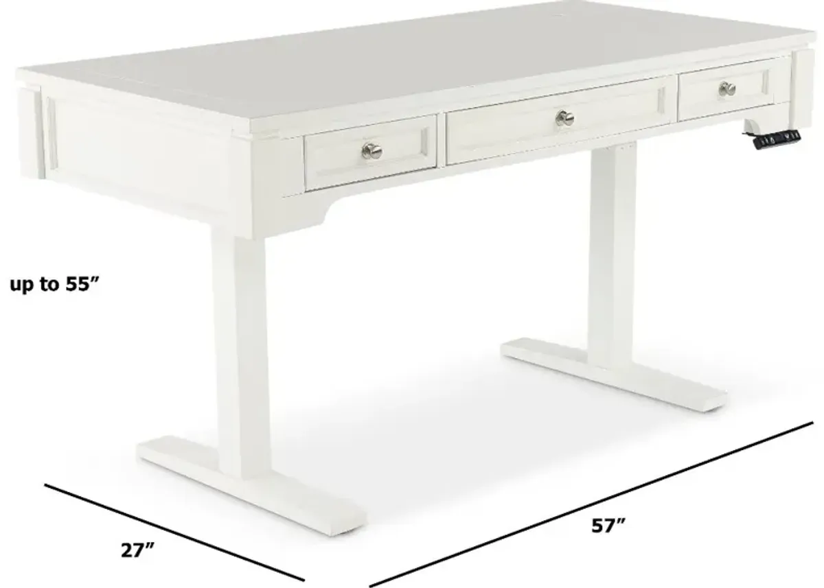 White Sit or Stand Office Desk - Powered