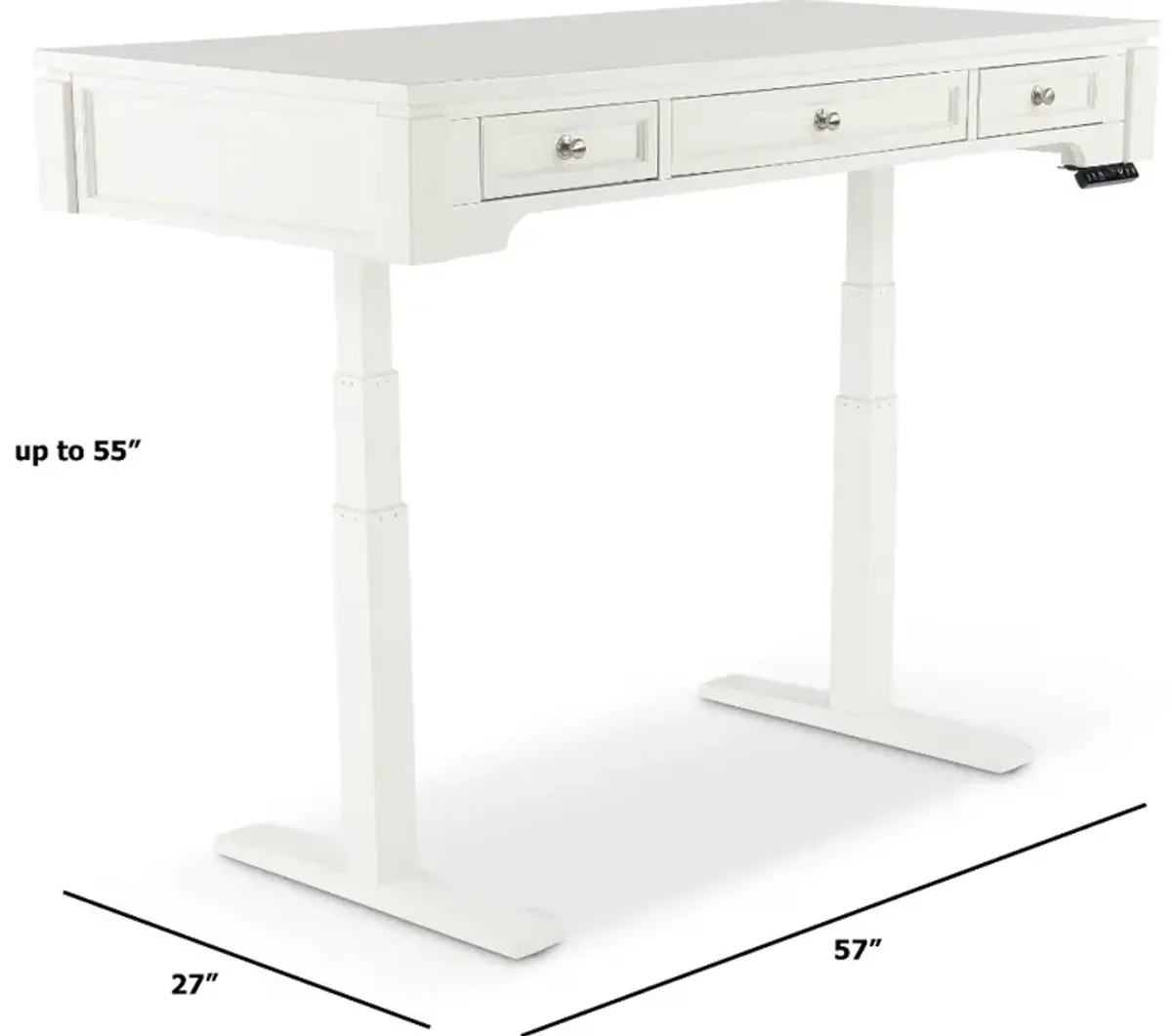 White Sit or Stand Office Desk - Powered