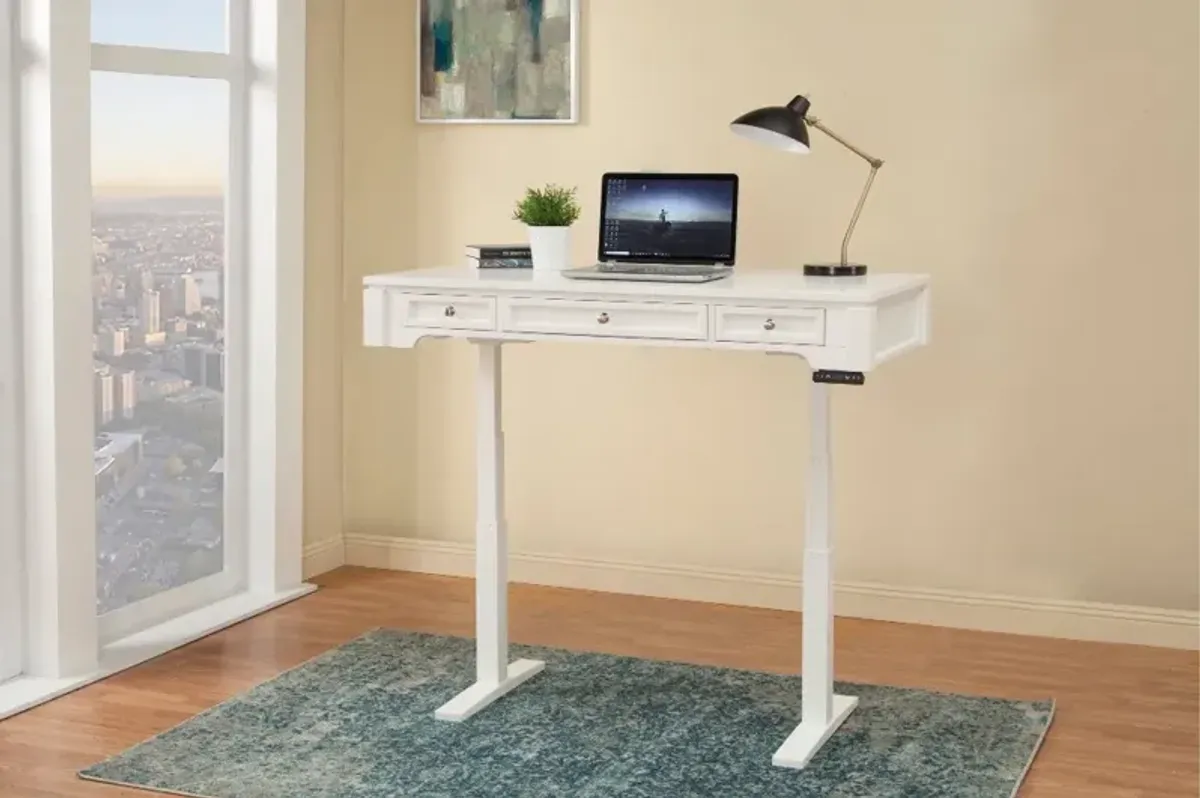 White Sit or Stand Office Desk - Powered