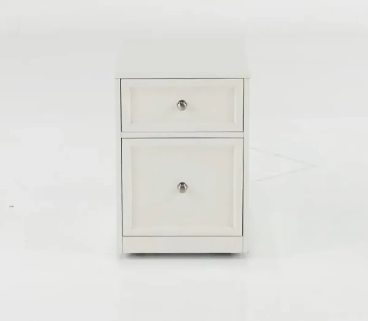 Catrina White Two Drawer Rolling File Cabinet