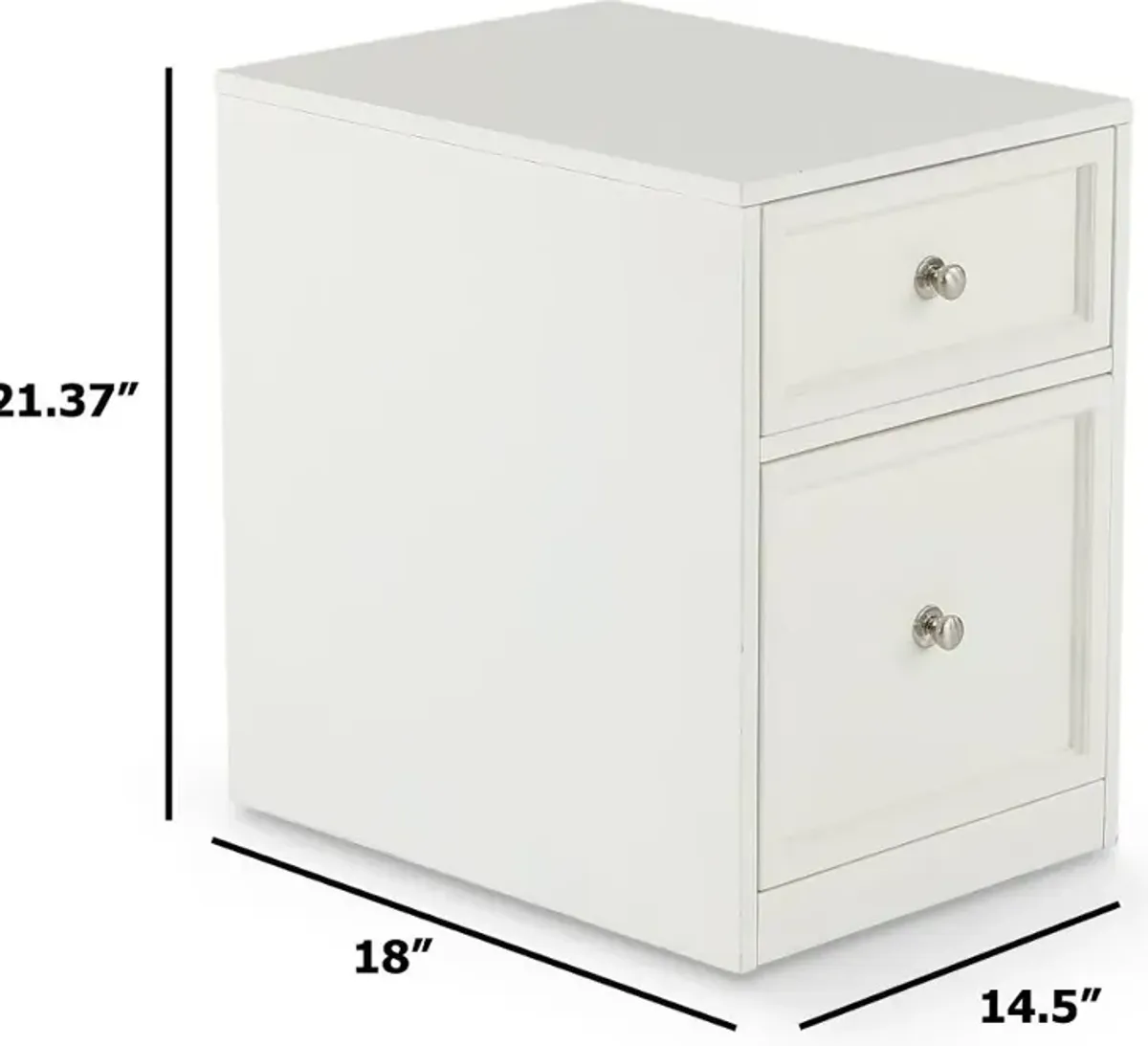 Catrina White 2 Drawer Rolling File Cabinet