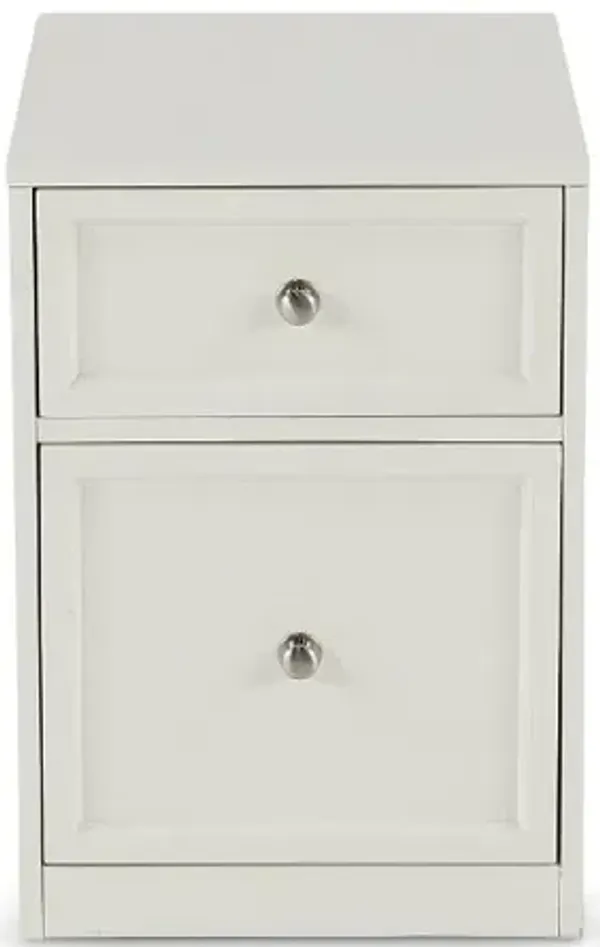 Catrina White Two Drawer Rolling File Cabinet