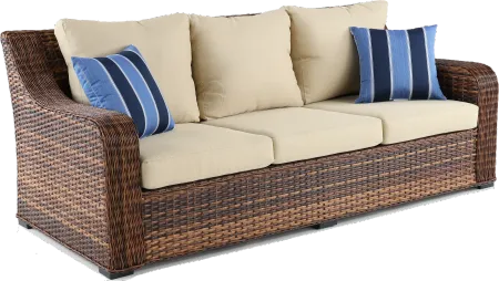 Tortola Wicker and Linen Outdoor Patio Sofa