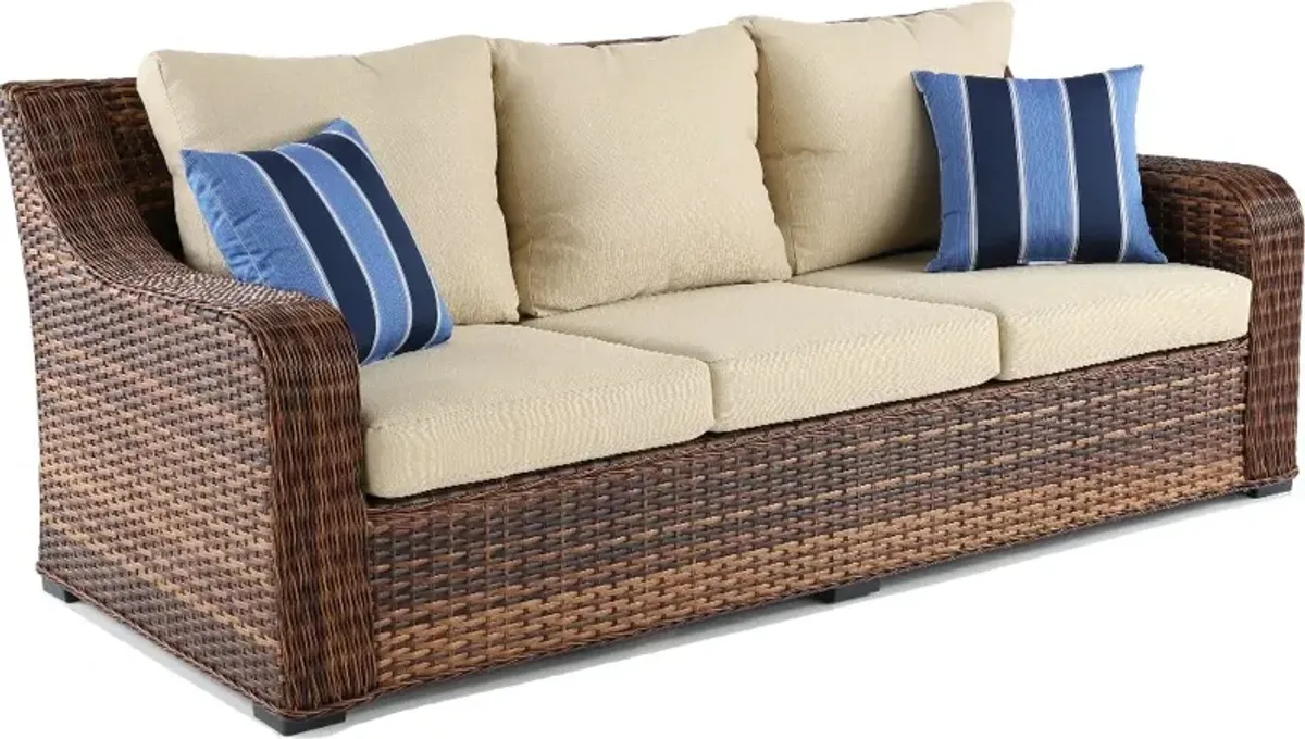 Tortola Wicker and Linen Outdoor Patio Sofa