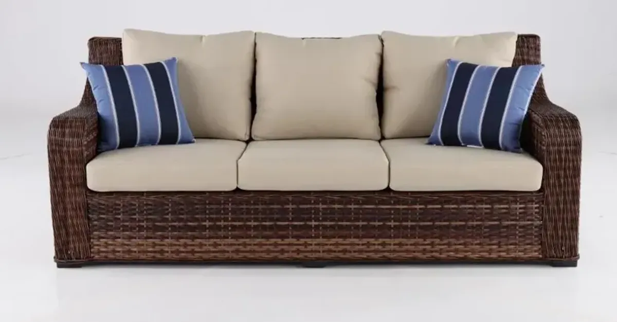 Tortola Wicker and Linen Outdoor Patio Sofa