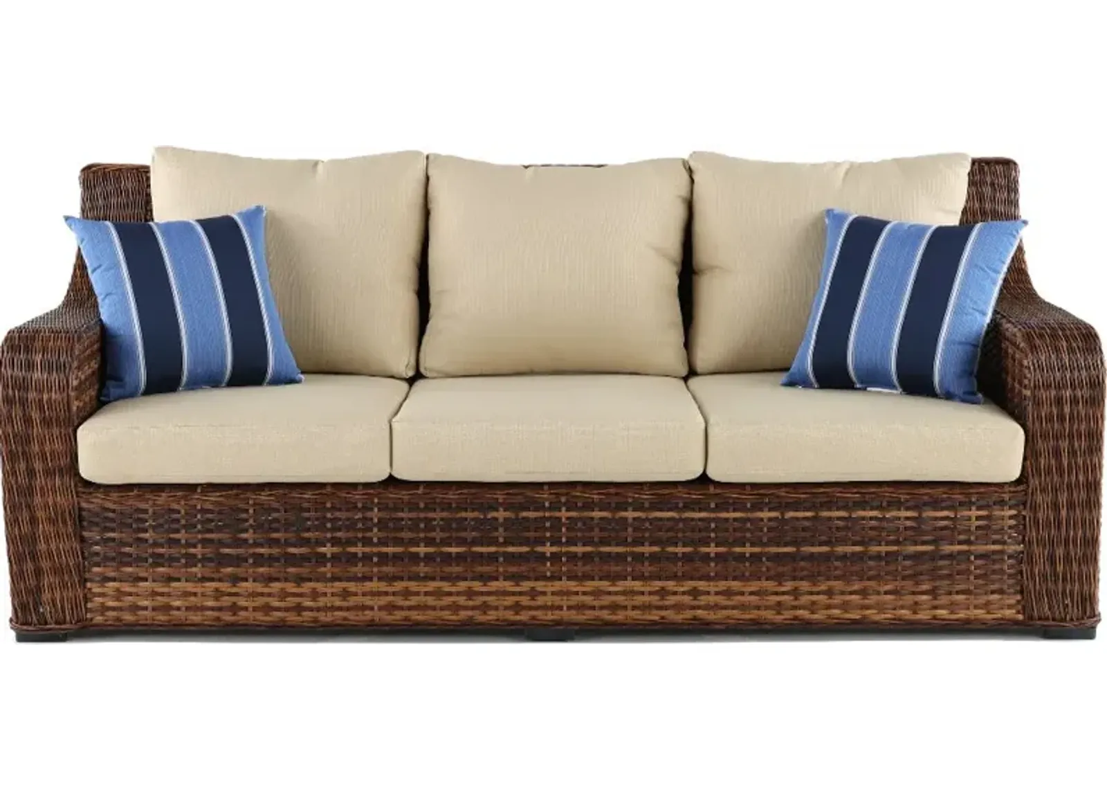 Tortola Wicker and Linen Outdoor Patio Sofa